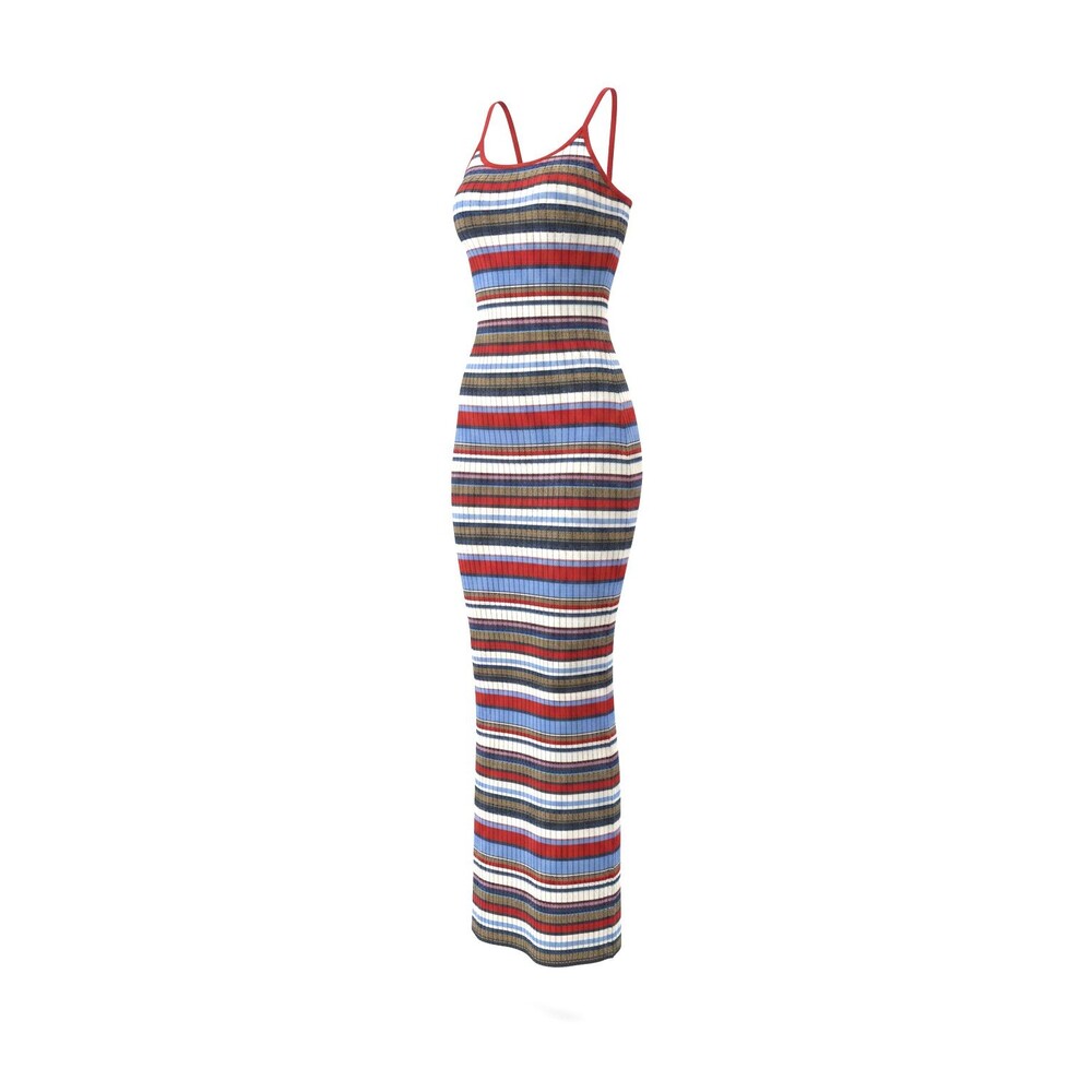 Blue Les Copains Women's Red Multi Striped Sleeveless Maxi Dress Size 40 NWT